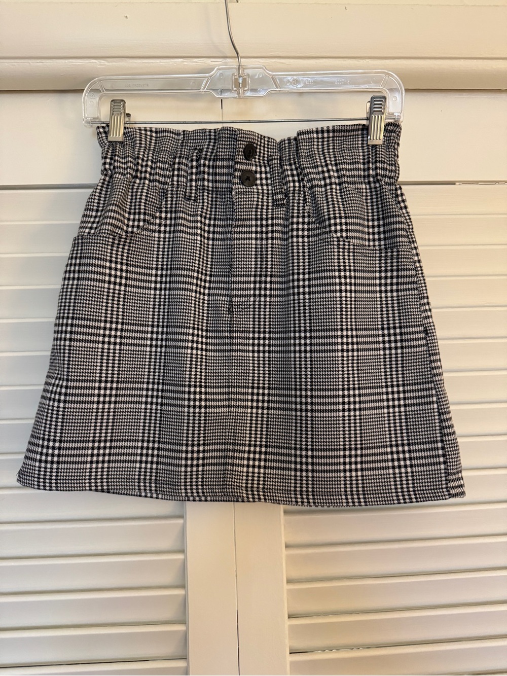 Jolt Black & White Plaid Paperbag Mini Skirt